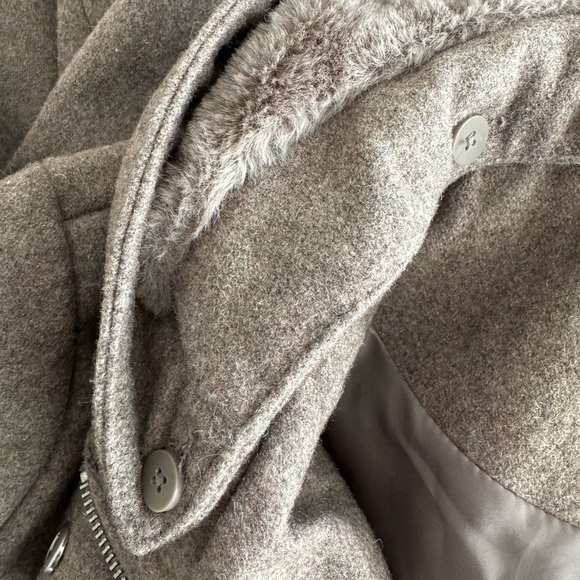 Target A New Day Wool Blend Winter Coat Jacket Taupe Removable Hood Size Medium - Picture 3 of 7